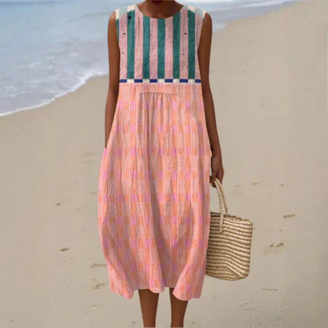 Women's Midi Dress vertical stripe pattern