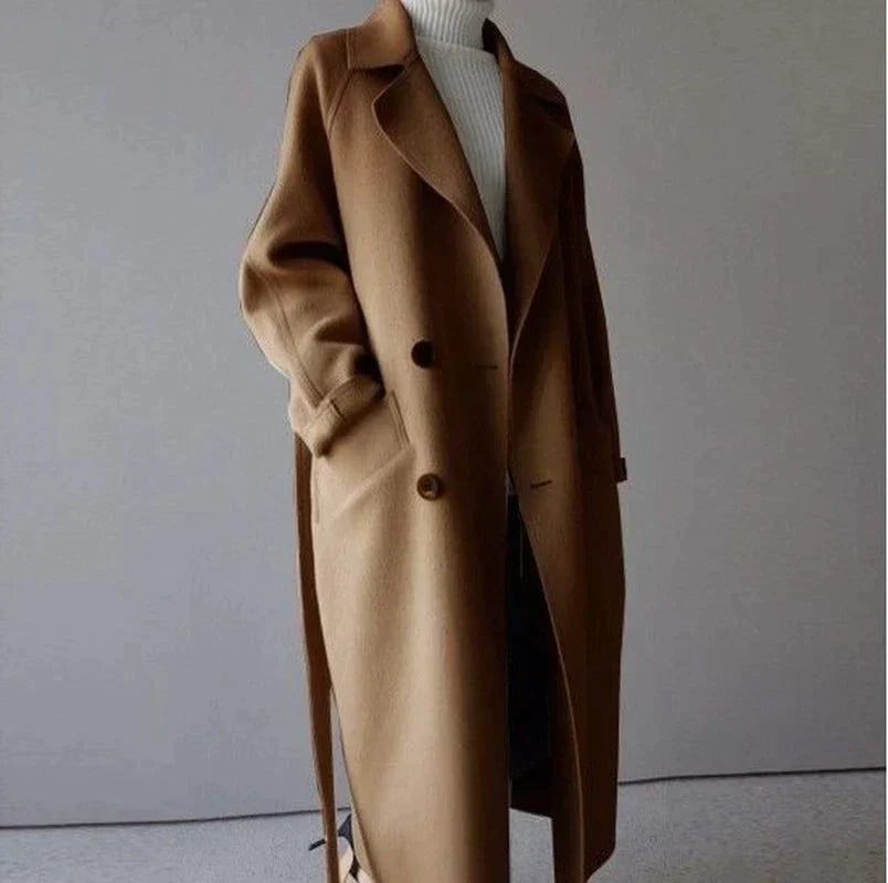 Women's Longline Wool Coat Sophisticated Warm Winter