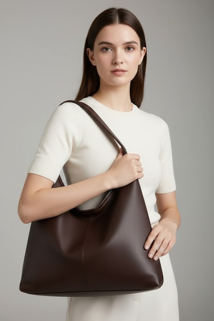 Borsa tote classica da donna in similpelle con ampio scomparto interno