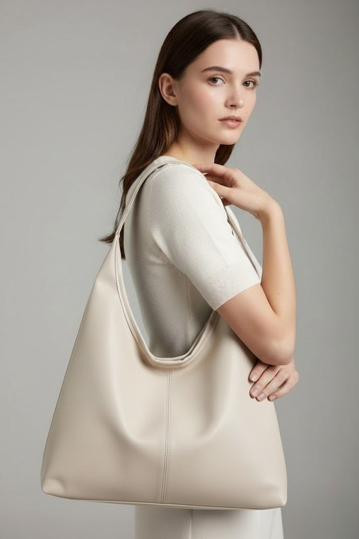 Women's Classic Faux Leather Tote Bag with Large Interior