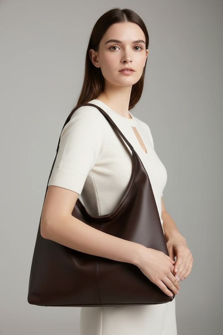 Women's Classic Faux Leather Tote Bag with Large Interior