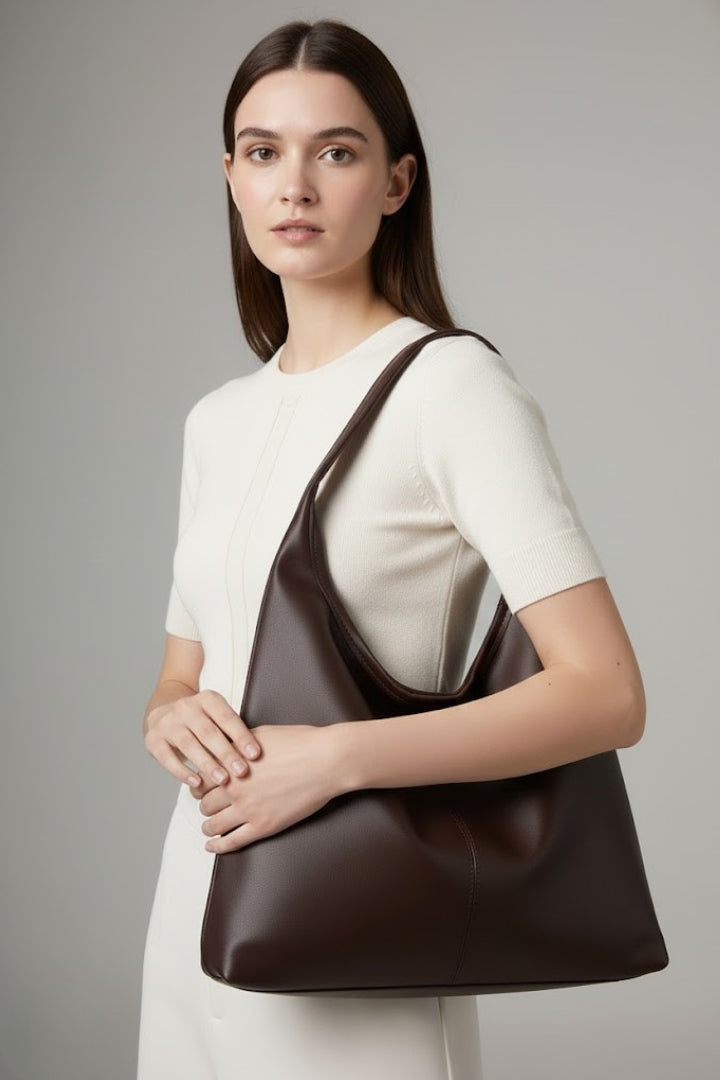 Women's Classic Faux Leather Tote Bag with Large Interior