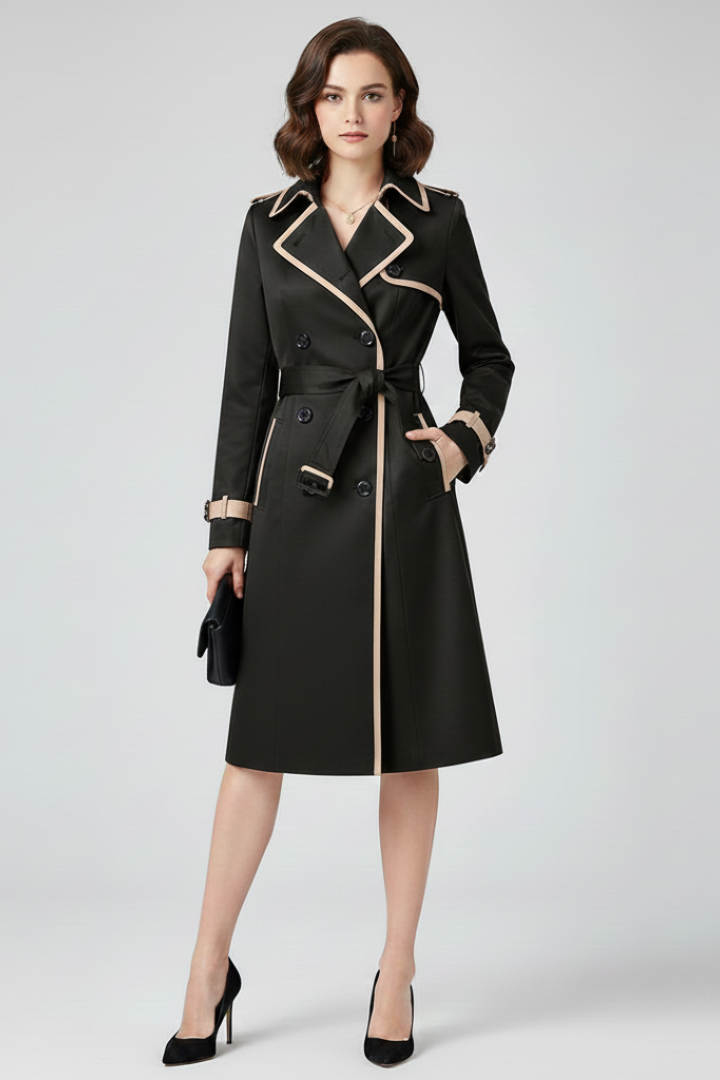Women's Textured Trench Coat with Belt