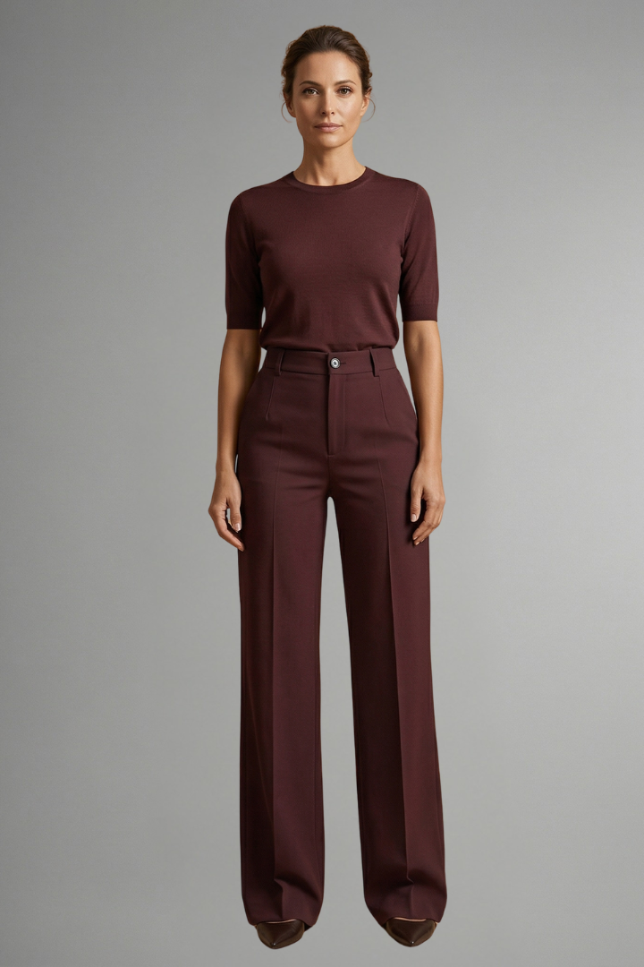 Women's High Waist Straight Leg Trousers Structured Elegant