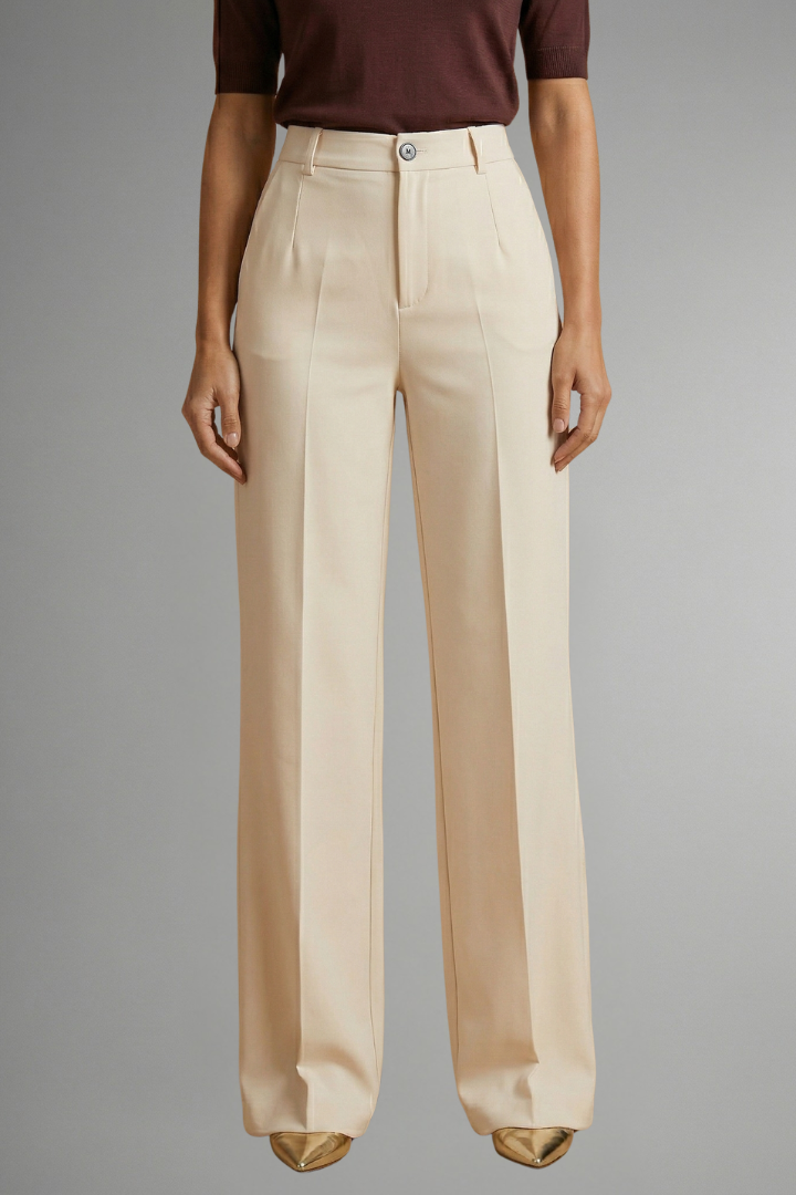 Pantaloni da donna a vita alta e gamba dritta, strutturati ed eleganti