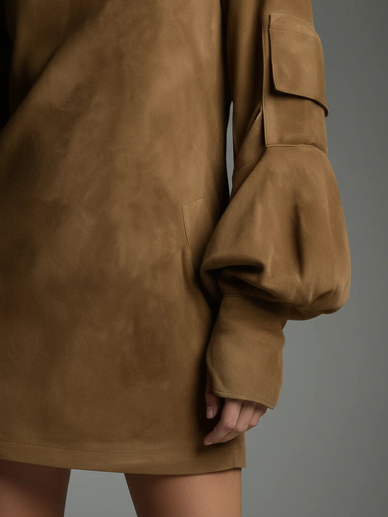 Women's Dress Suede wrap front
