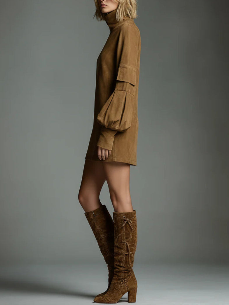 Women's Dress Suede wrap front