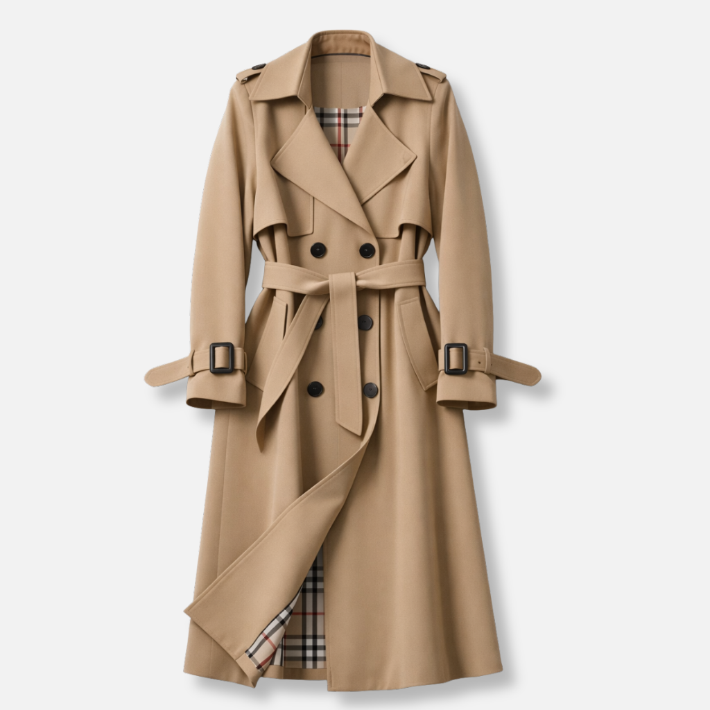 Trench-coat urbain ceinturé pour femme à coupe ajustée
