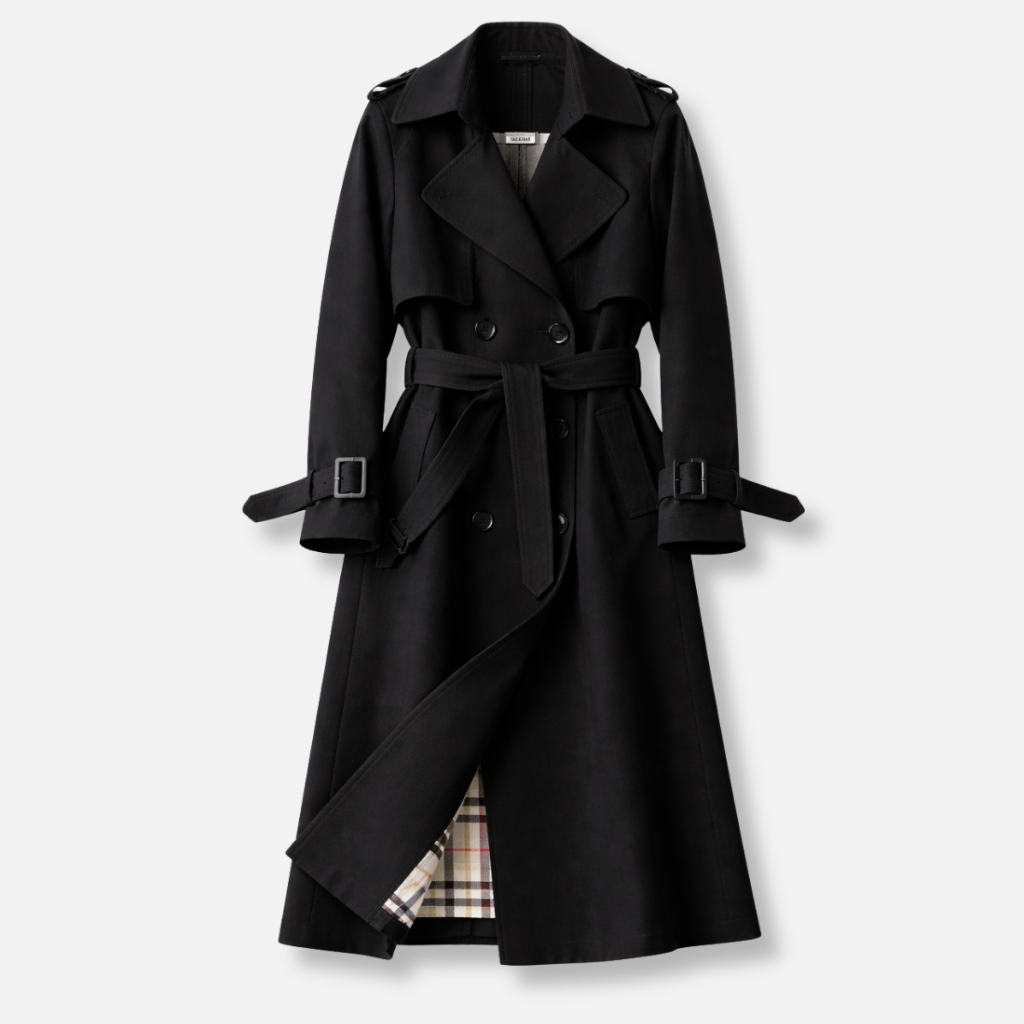 Trench-coat urbain ceinturé pour femme à coupe ajustée