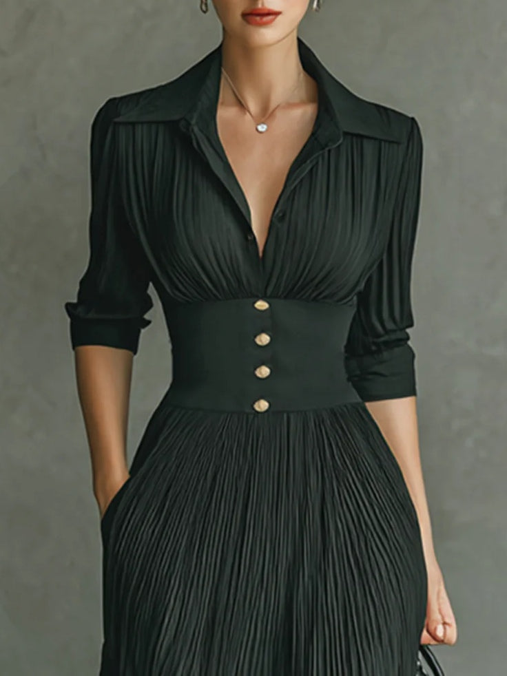 Robe midi femme avec jupe plissée