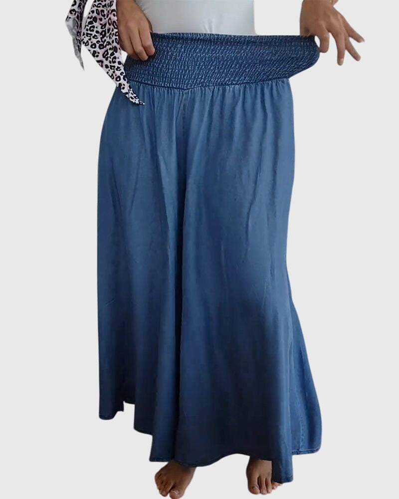 Women's Wide-Leg Pants Denim side pockets