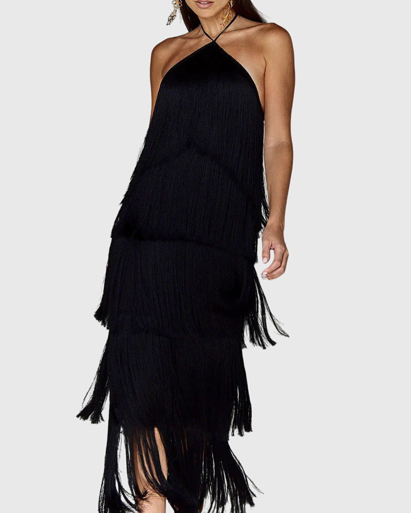 Robe longue femme à col halter  