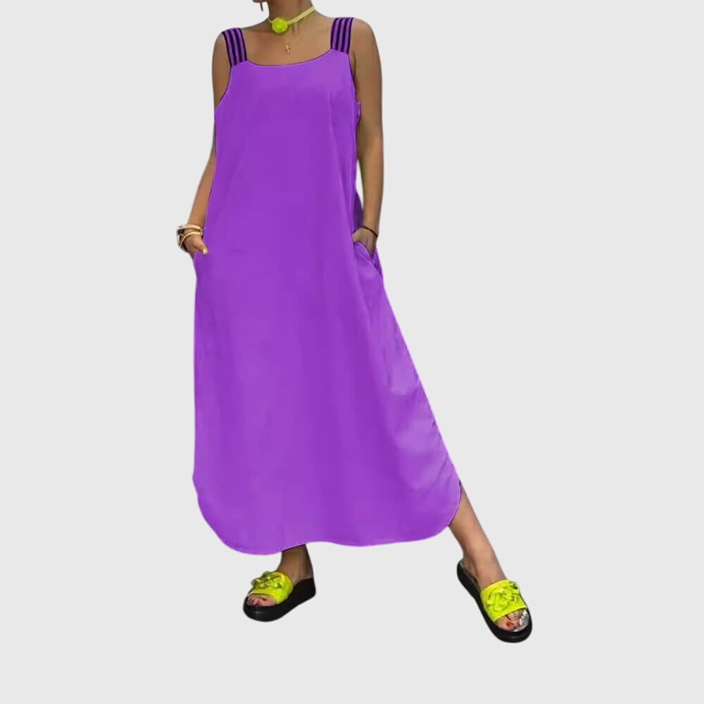 Robe midi pour femmes à motif rayures verticales