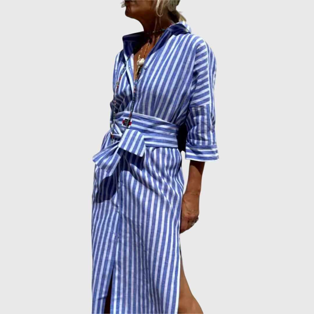 Women's Midi Dress vertical stripe pattern