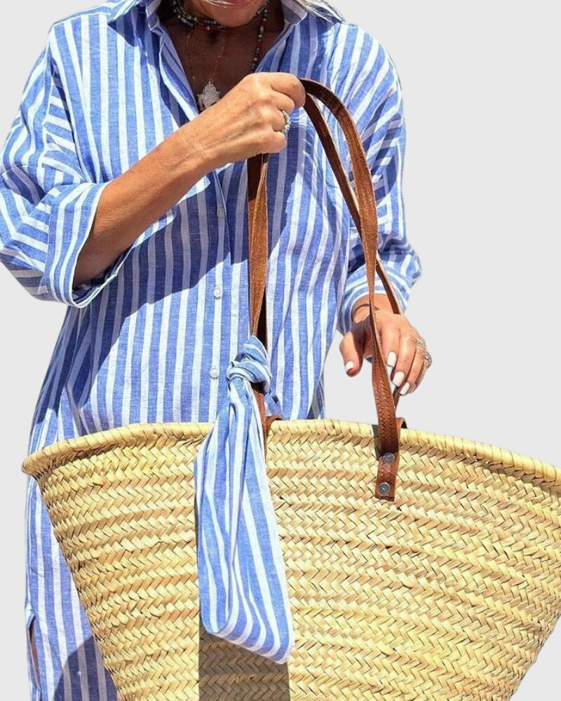 Robe midi pour femmes à motif rayures verticales