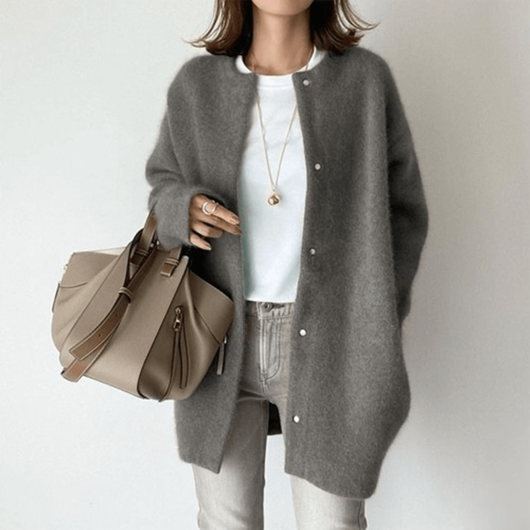 Women's Knit Cardigan Minimalist Buttons Graceful Drape