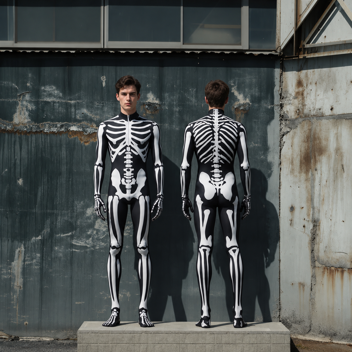Steampunk Skeleton Costume Jumpsuit & Mask Unisex Halloween