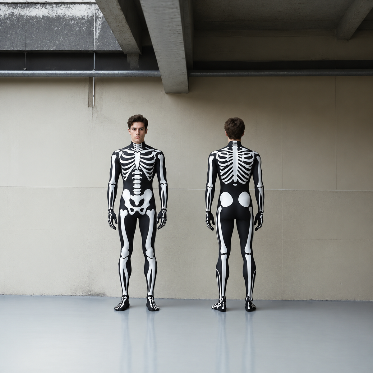 Steampunk Skeleton Costume Jumpsuit & Mask Unisex Halloween