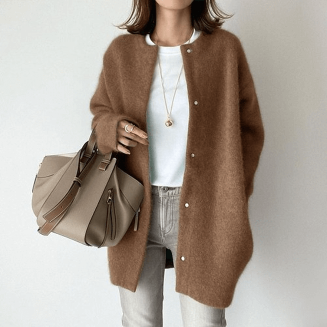 Women's Knit Cardigan Minimalist Buttons Graceful Drape