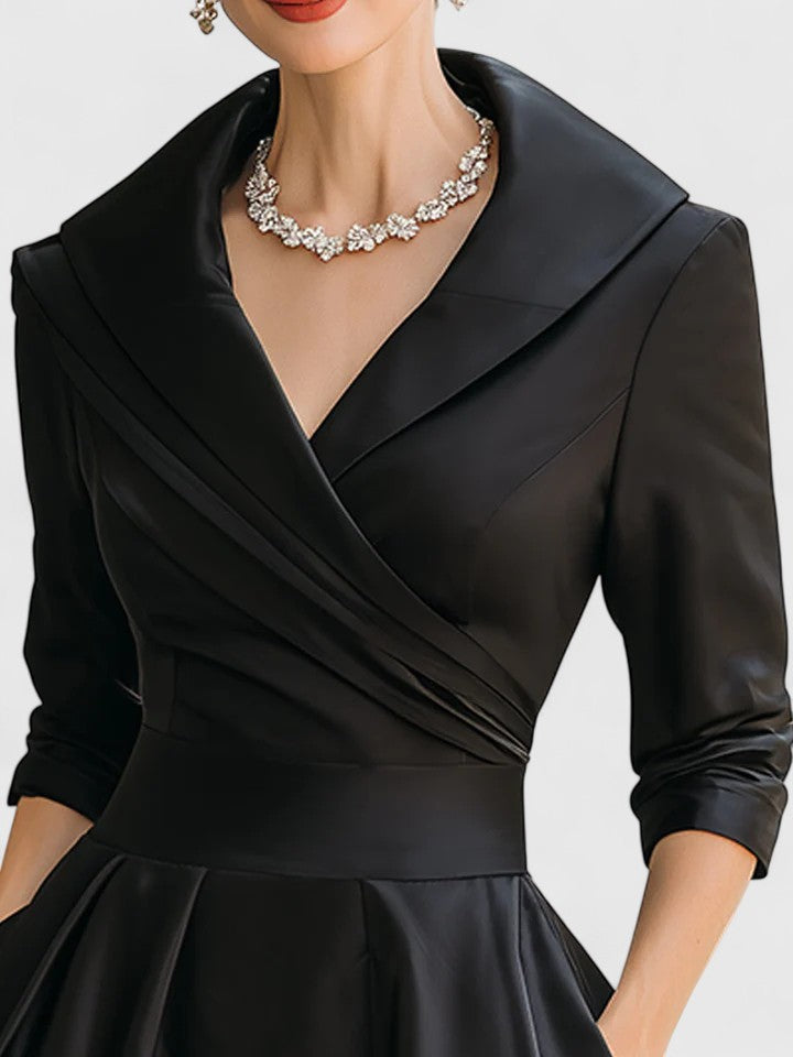 Robe midi femme avec poches latérales en satin