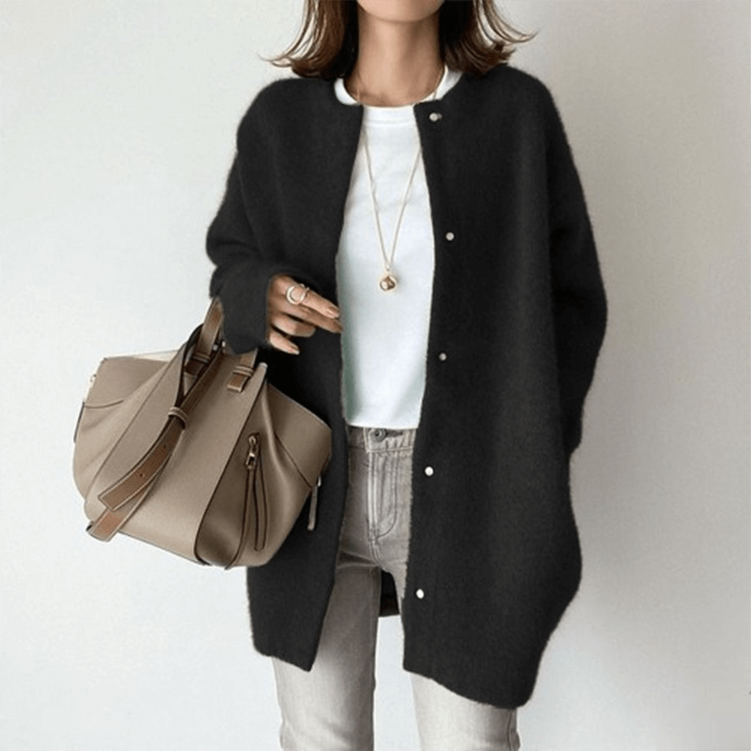 Women's Knit Cardigan Minimalist Buttons Graceful Drape