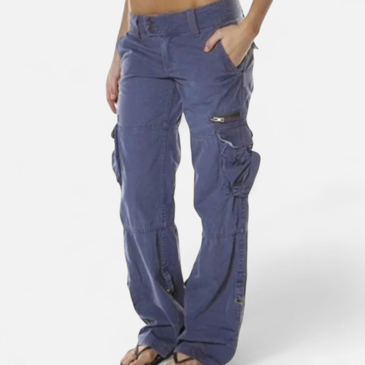 Pantalon cargo décontracté pour femme, coupe large, en coton, pour tous les jours