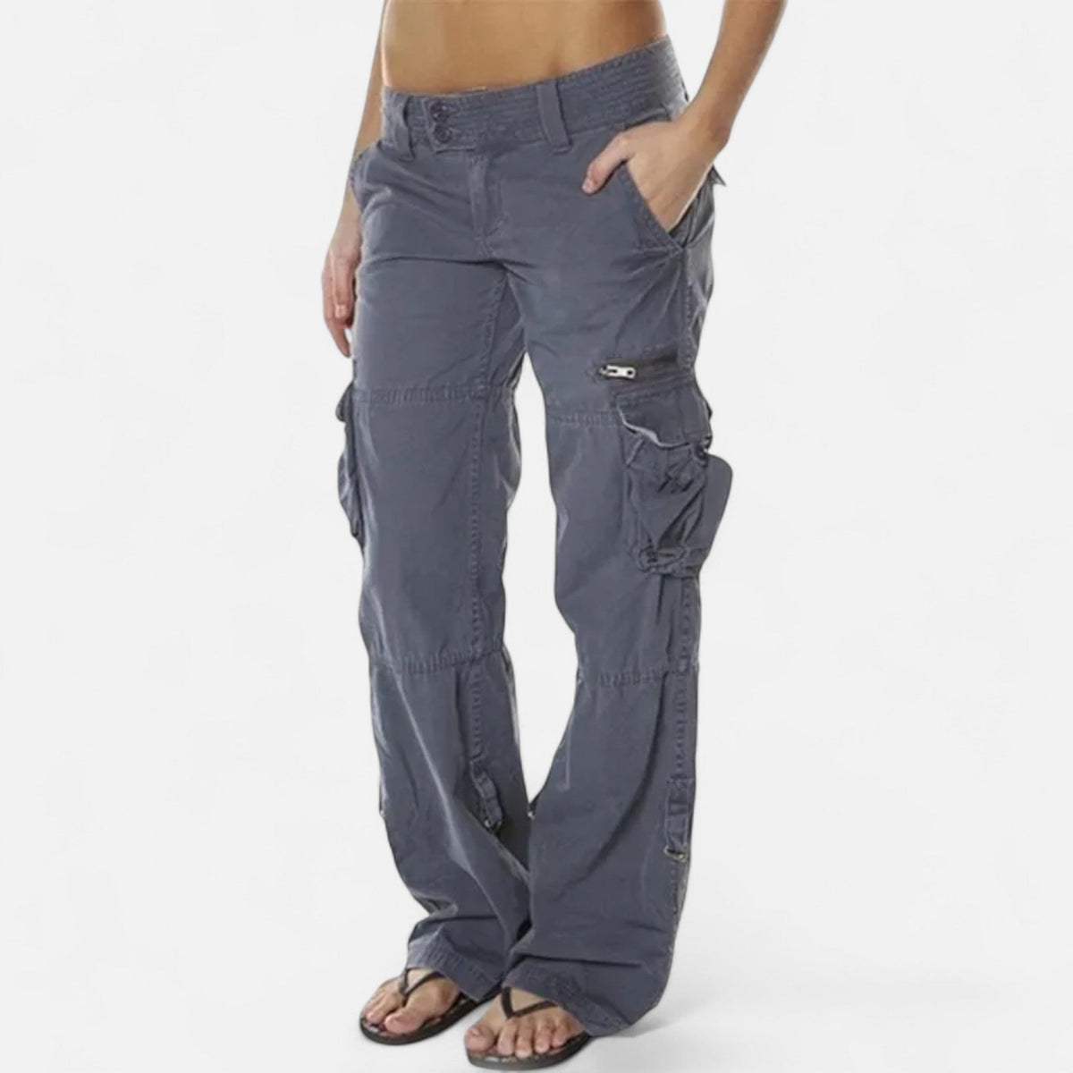 Pantalon cargo décontracté pour femme, coupe large, en coton, pour tous les jours