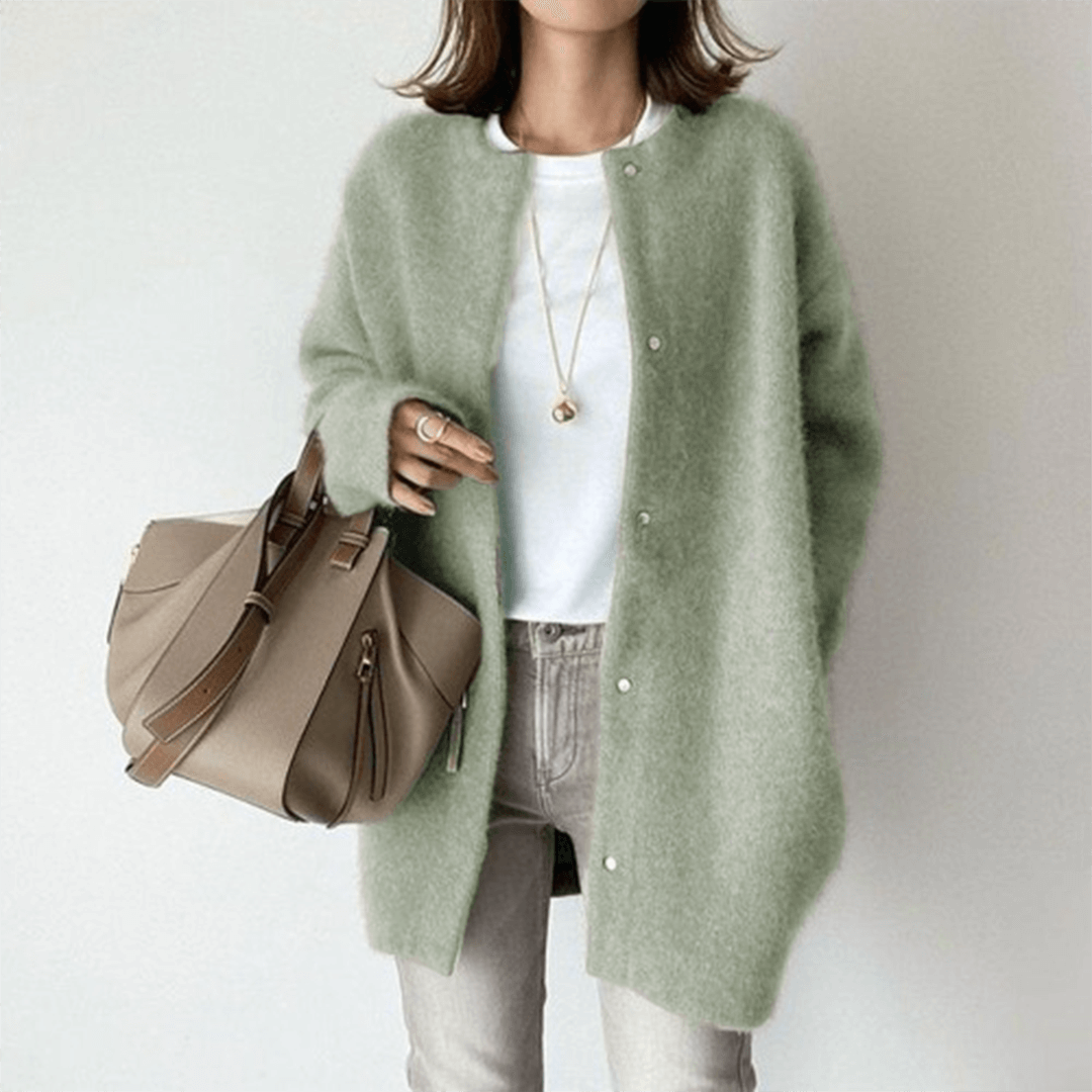 Women's Knit Cardigan Minimalist Buttons Graceful Drape