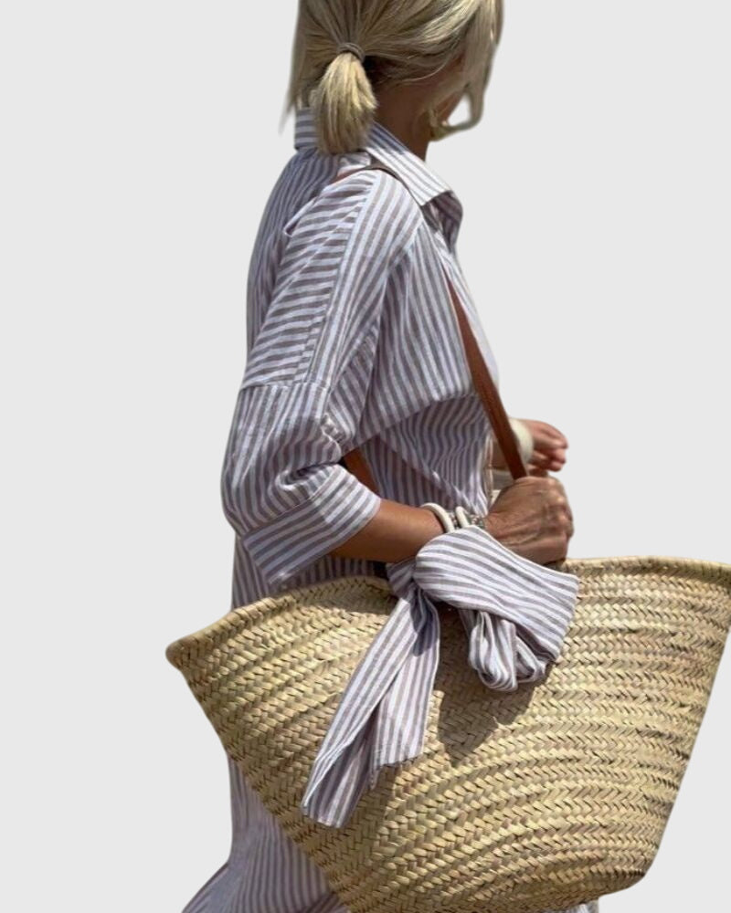 Women's Midi Dress vertical stripe pattern