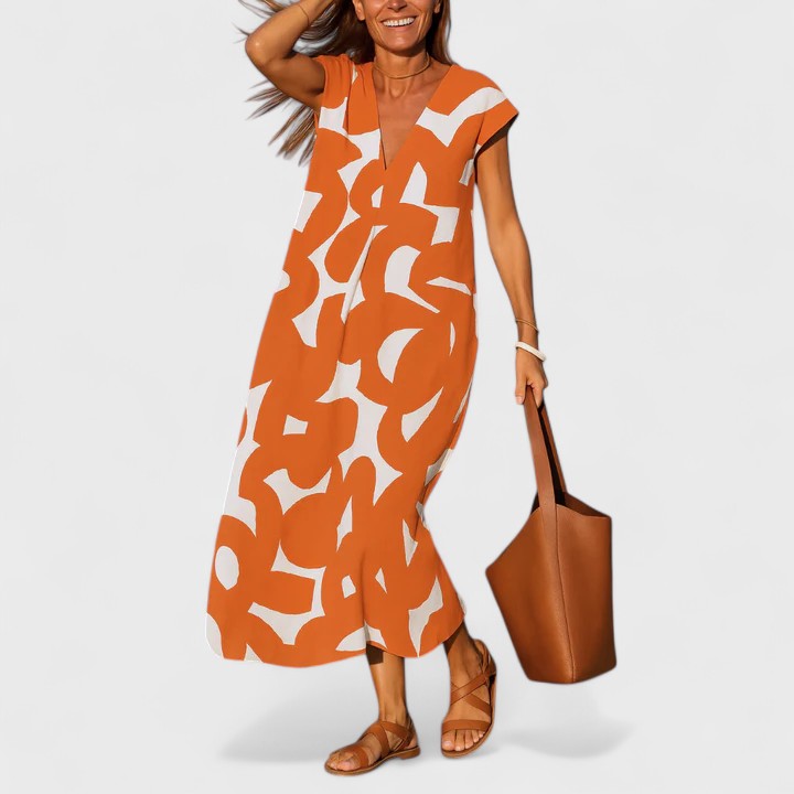 Robe midi pour femmes avec col en V