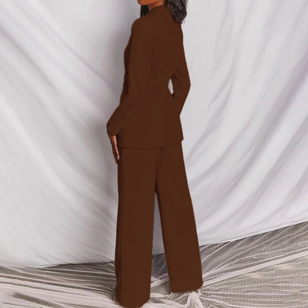 Ensemble tailleur pour femme, blazer ajusté et pantalon à jambes larges