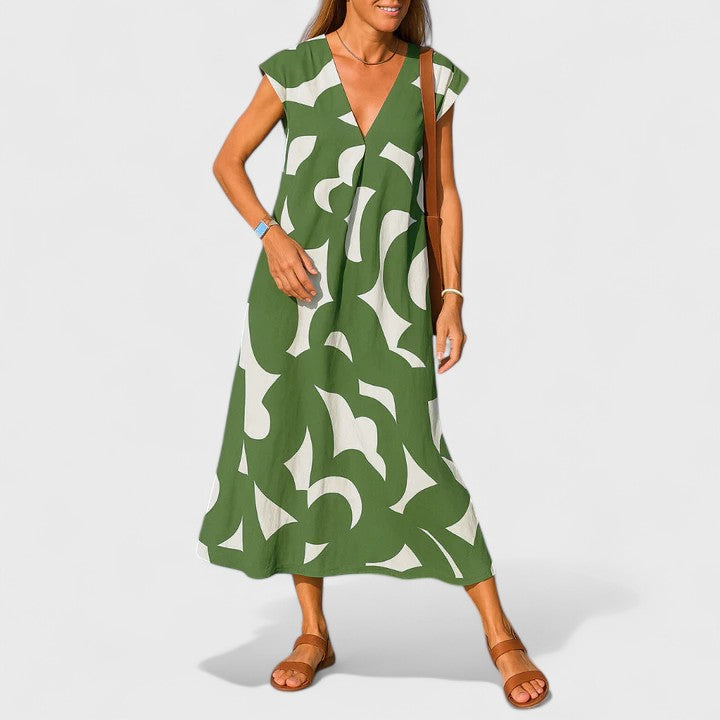 Robe midi pour femmes avec col en V