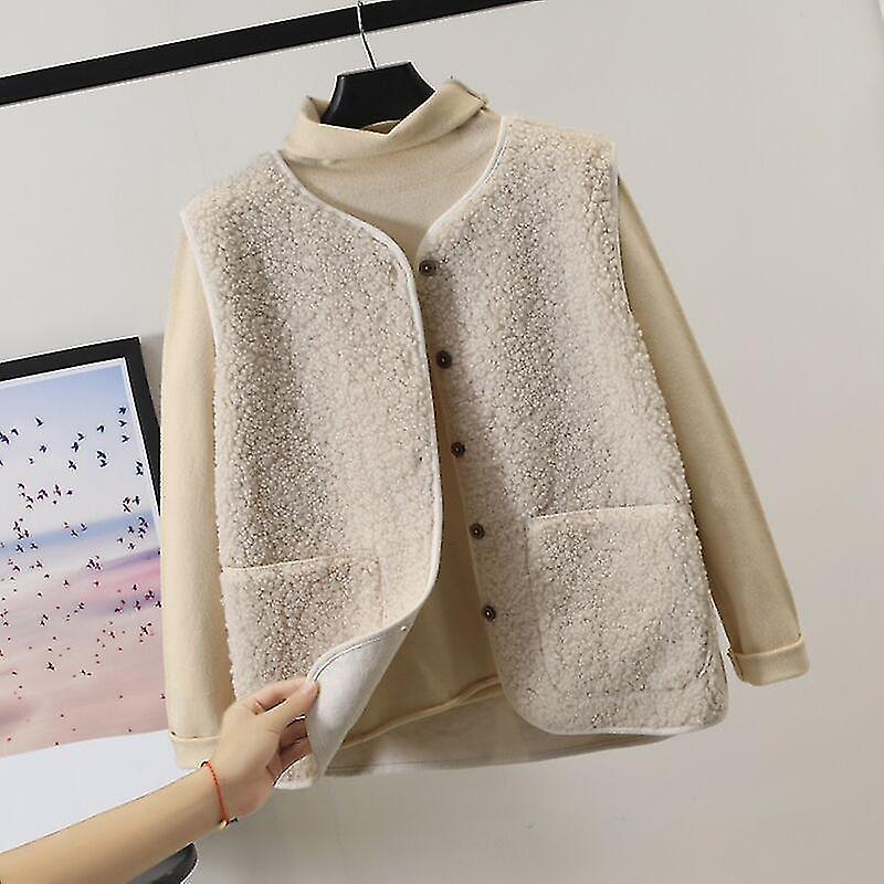Gilet da donna in lana d'agnello, smanicato e abbottonato