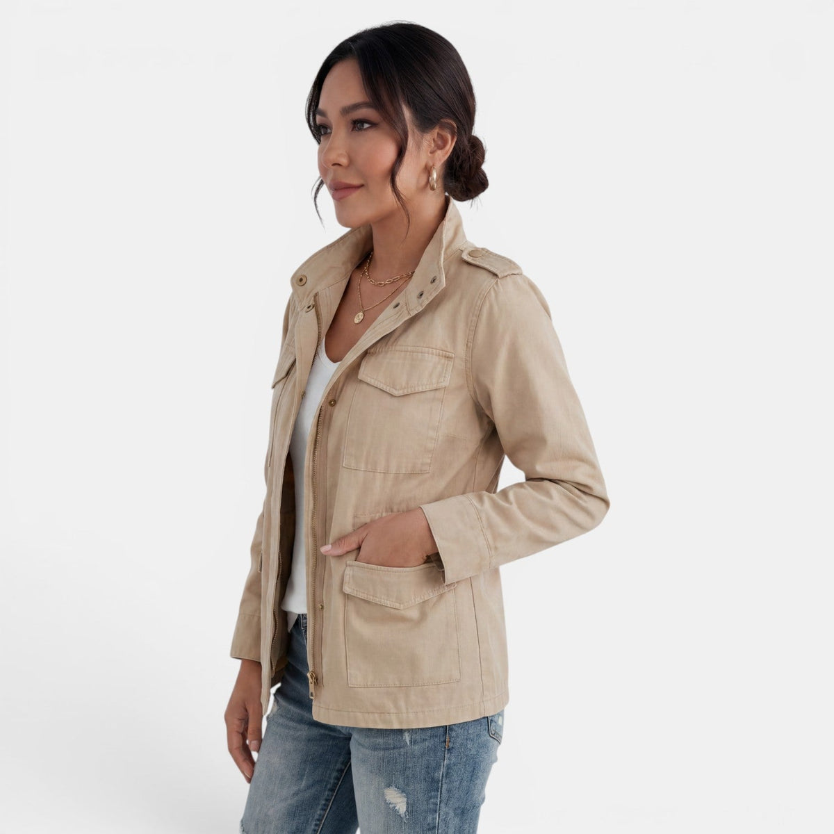 Giacca casual da donna per la mezza stagione con cerniera