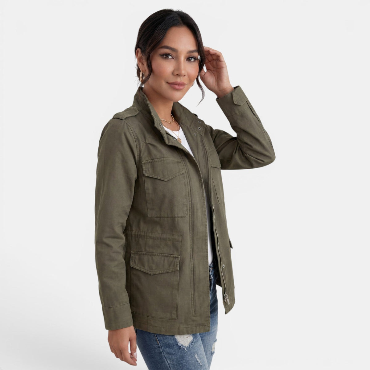 Giacca casual da donna per la mezza stagione con cerniera