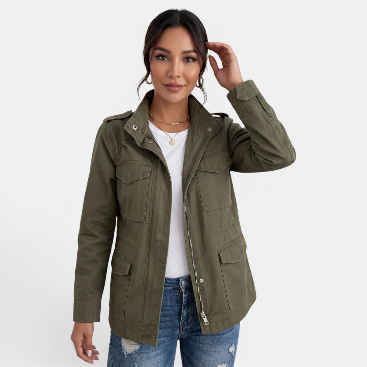 Giacca casual da donna per la mezza stagione con cerniera