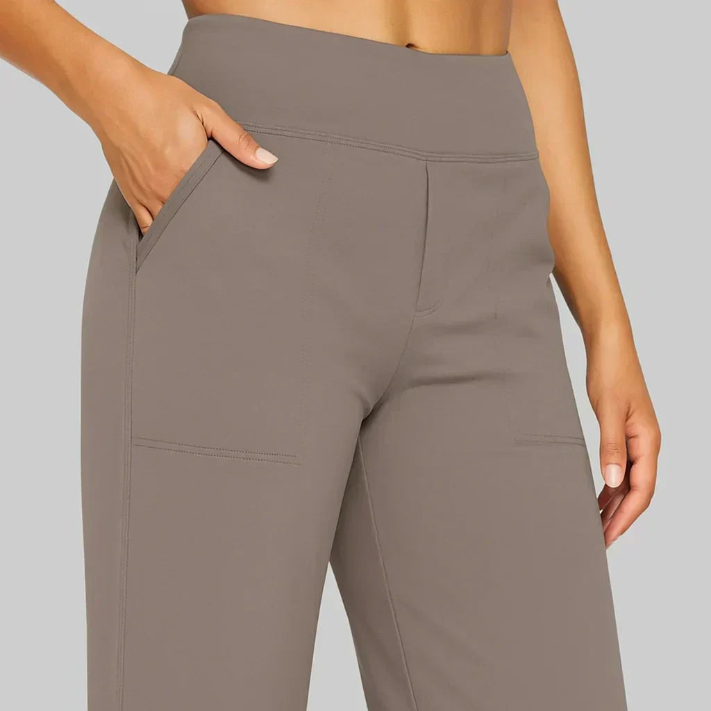 Women's Straight-Leg Trousers Soft Jersey Elastic Waist