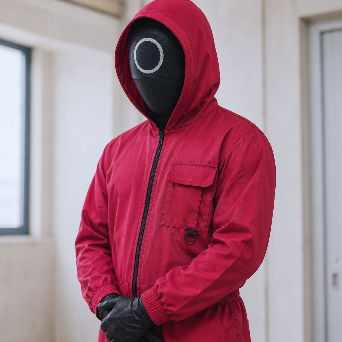 Hooded Costume Jumpsuit with Mask & Belt Halloween Cosplay