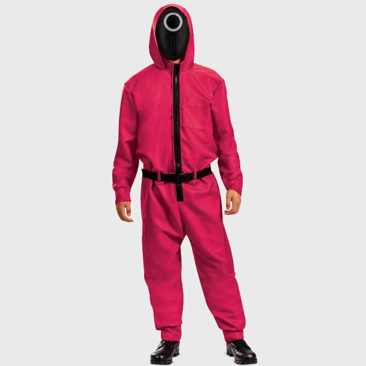 Hooded Costume Jumpsuit with Mask & Belt Halloween Cosplay