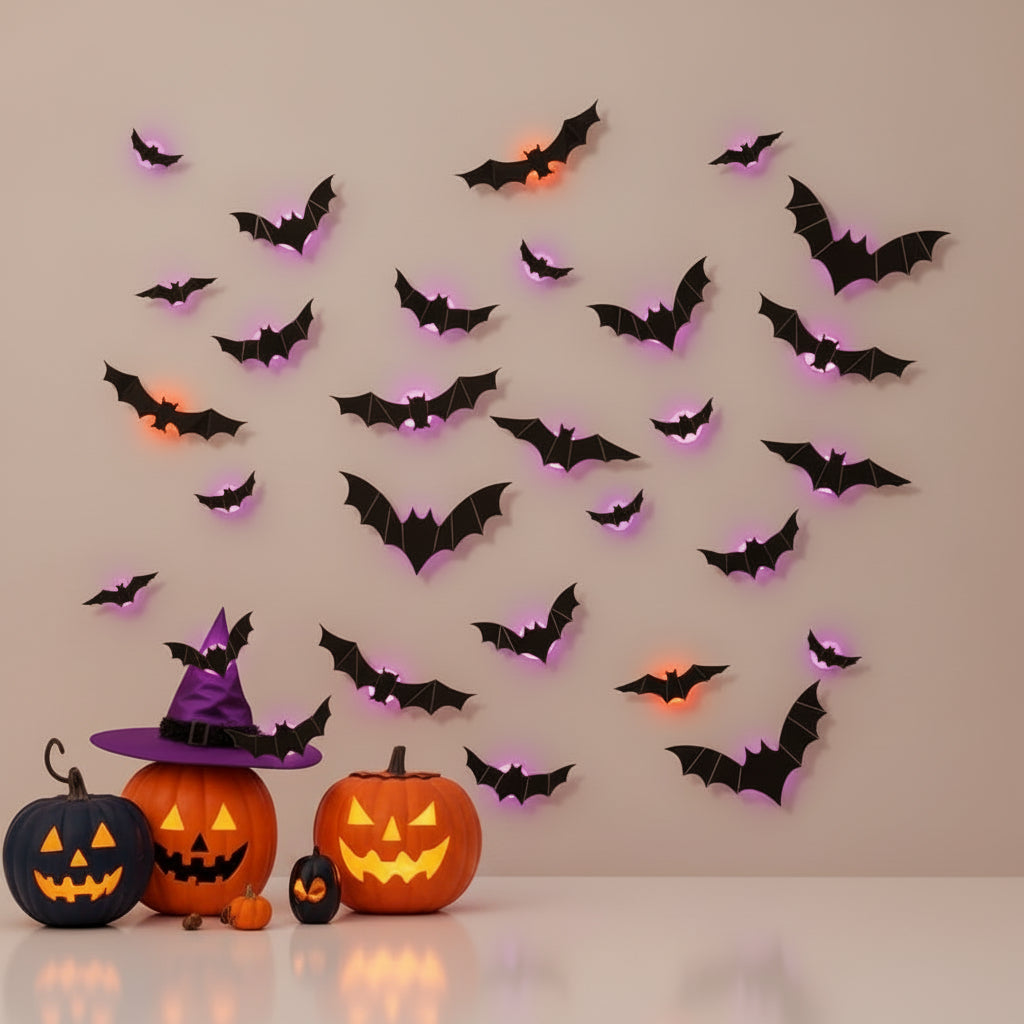 3D Foldable Bat Wall Stickers Set Halloween Decoration