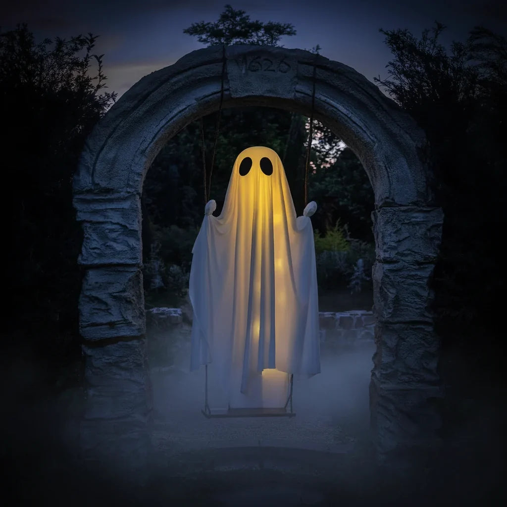Hanging LED Swinging Ghost Halloween Outdoor Decoration
