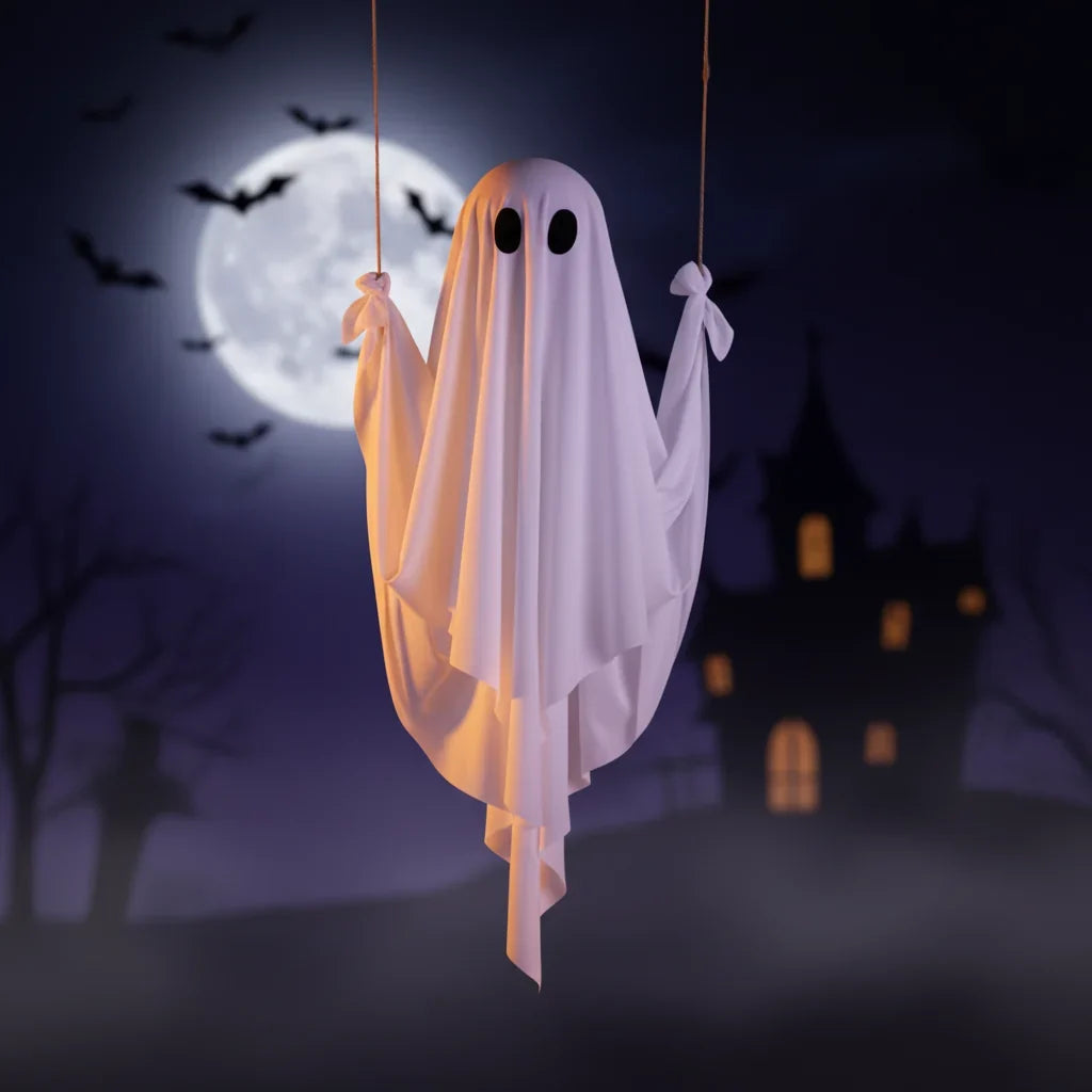Hanging LED Swinging Ghost Halloween Outdoor Decoration