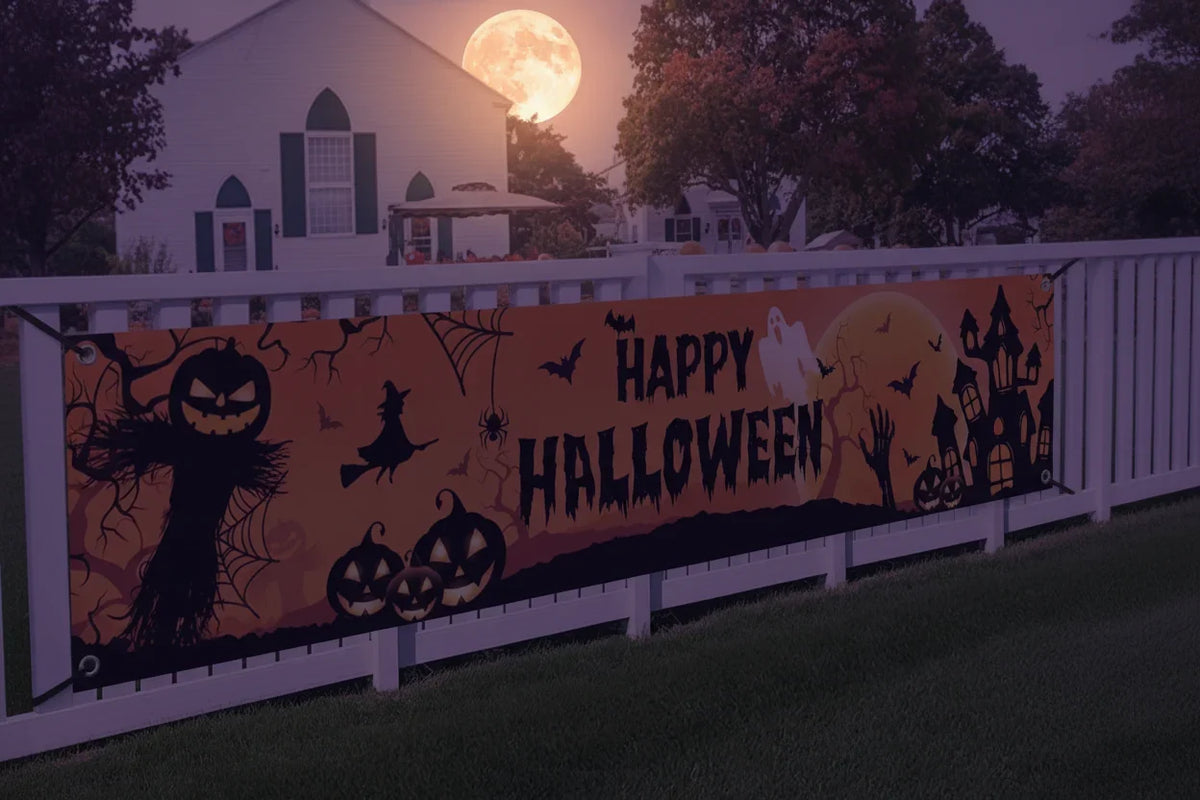 Pumpkin & Bat Banner Halloween Outdoor Party Decoration