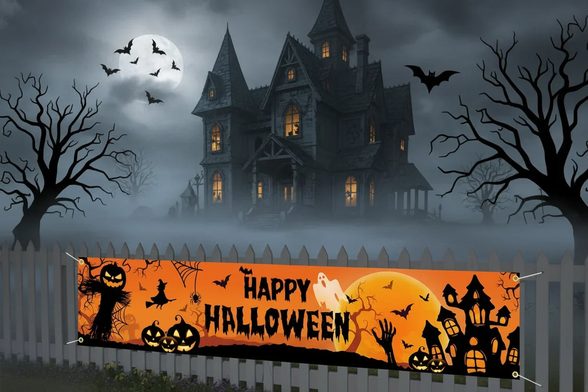 Pumpkin & Bat Banner Halloween Outdoor Party Decoration