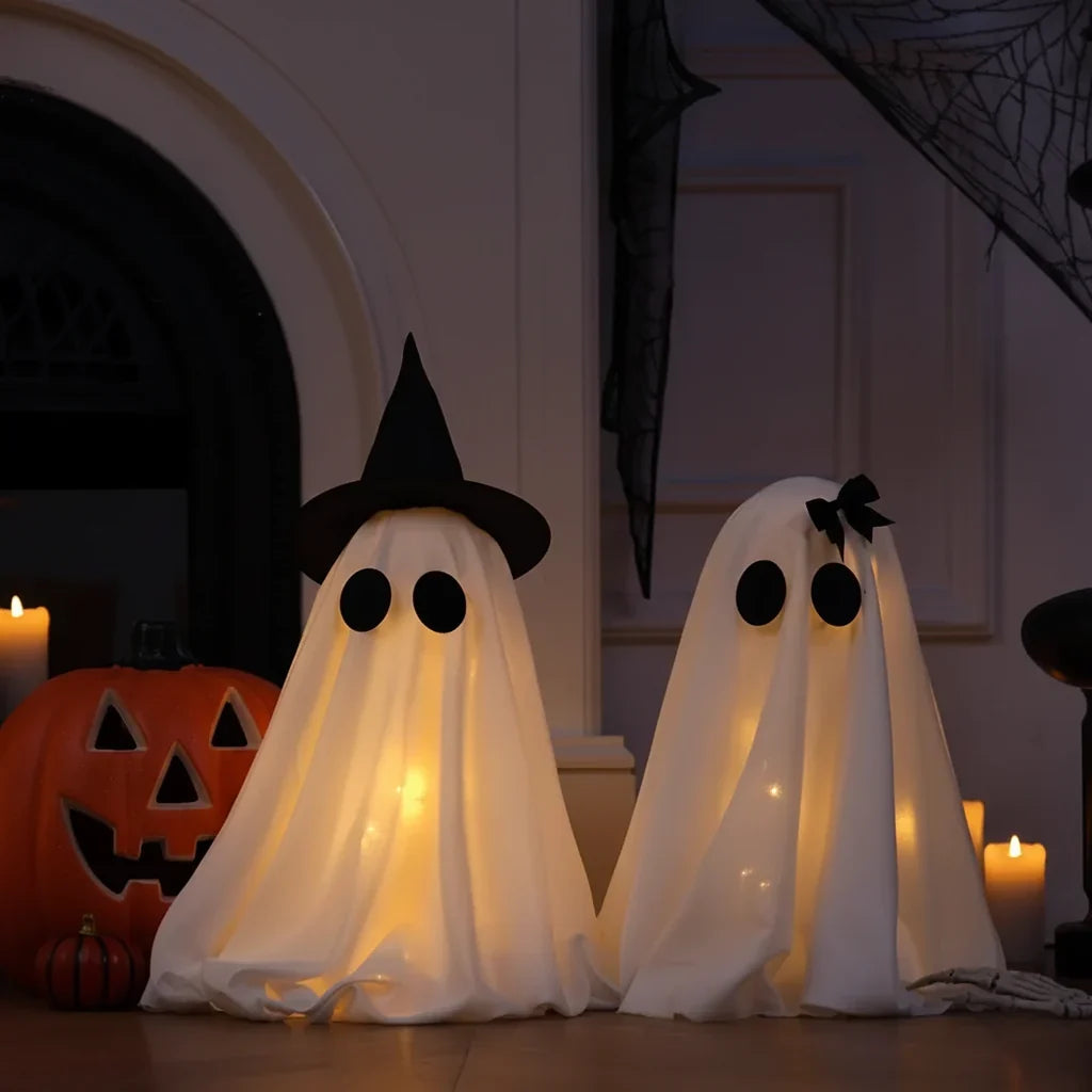 DIY Light-Up Ghosts Duo Halloween Indoor Decoration