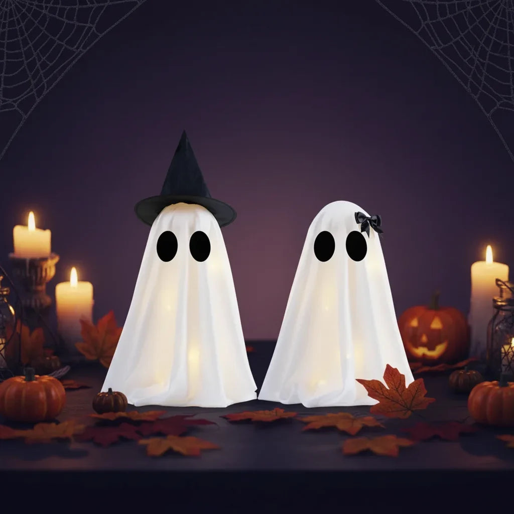 DIY Light-Up Ghosts Duo Halloween Indoor Decoration