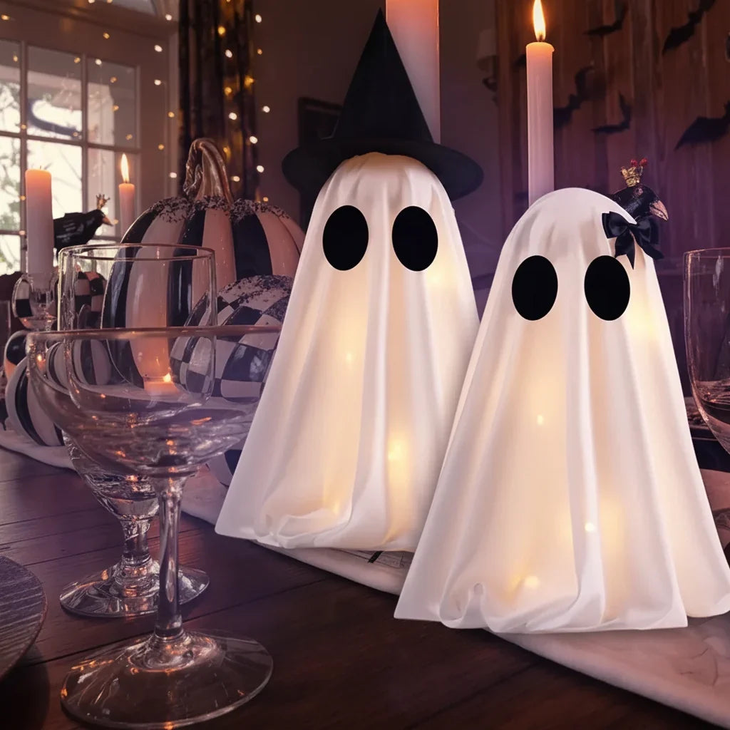 DIY Light-Up Ghosts Duo Halloween Indoor Decoration