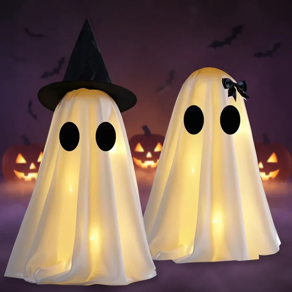 DIY Light-Up Ghosts Duo Halloween Indoor Decoration