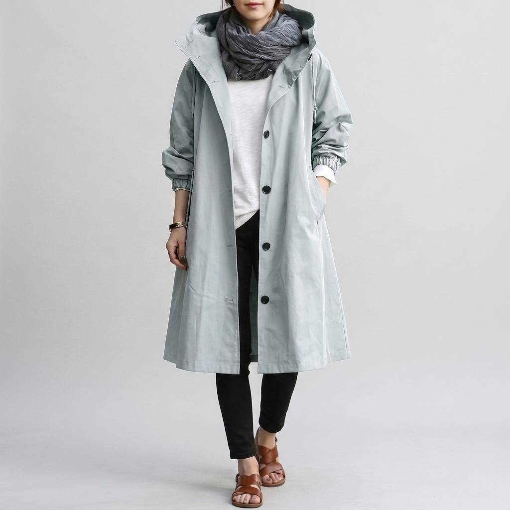 Women's Raincoat Oversized Adjustable Hood Elastic Cuffs