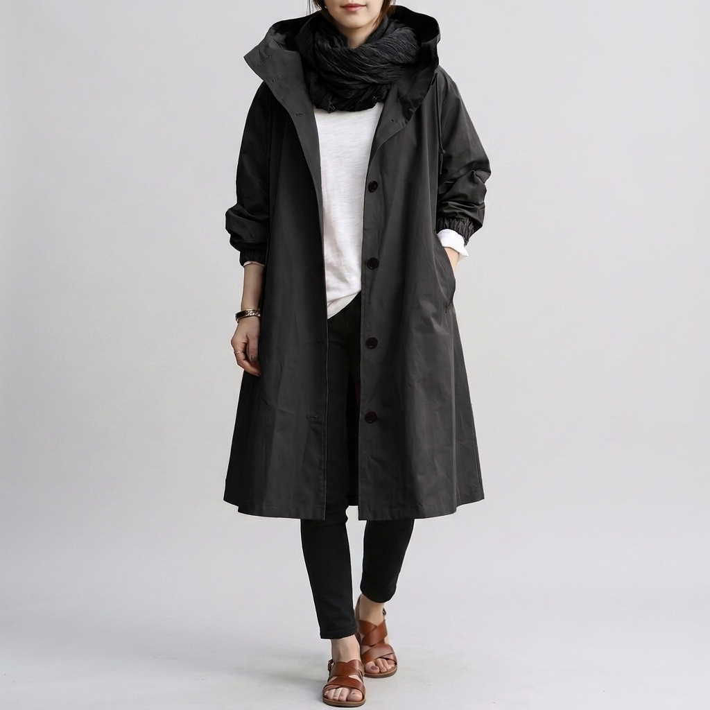 Women's Raincoat Oversized Adjustable Hood Elastic Cuffs